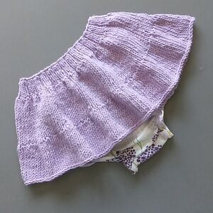 Hand Crafted Handknit Lavender Ruffle Baby Skirt & Floral Bloomers Set
